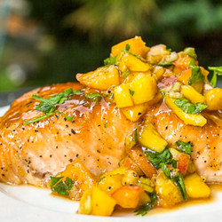 Maple Ginger Salmon With Peach Salsa