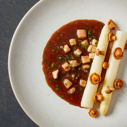 White Asparagus With Borderlaise Sauce And Girolles