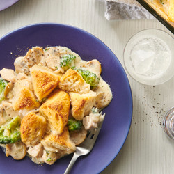 Chicken Alfredo Biscuit Casserole