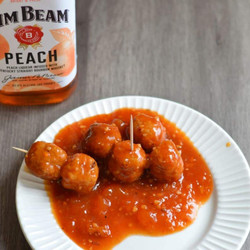 Easy Whiskey Peach Crockpot Meatballs