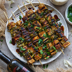 Balsamic Vinegar Of Modena Tofu And Zucchini Ribbon Skewers
