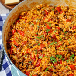 Orzo With Italian Sausage And Roasted Red Peppers