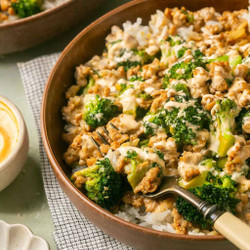 Asian Ground Chicken Rice Bowls