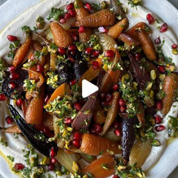 Roasted Carrots With Tahini Whip And Pistachio Parsley Dressing