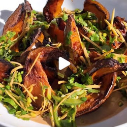 Roasted Pumpkin With Miso Tahini And Ginger Relish