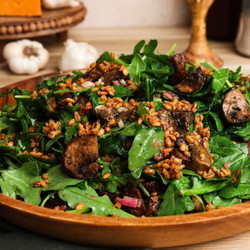Roasted Mushroom And Arugula Salad With Crispy Barley