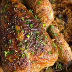 Curried Garlic Butter Roast Chicken With Baked Rice
