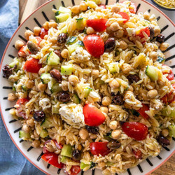 Greek Orzo Salad (with Marinated Chickpeas)