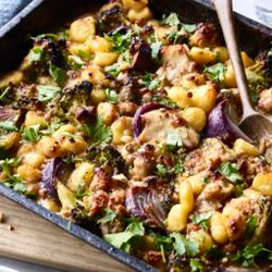 Peanut Chicken And Gnocchi Traybake