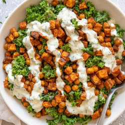 Chickpea &amp; Sweet Potato Bowls With Creamy Honey Dijon Dressing