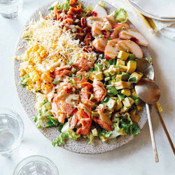 Loaded Summer Salmon Salad With Creamy Tahini Vinaigrette