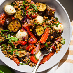Lentil Salad With Roasted Eggplants