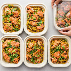 Honey Garlic Salmon Lo Mein Meal Prep Recipe · I Am A Food Blog