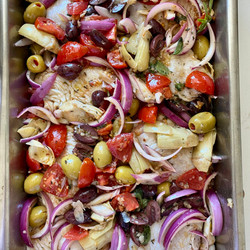 One Pan Roasted Greek Chicken 'salad'