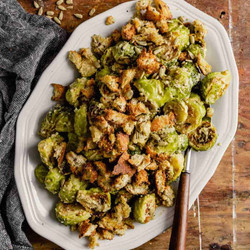 Tahini-caesar Roasted Brussels Sprouts