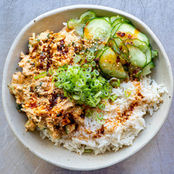 Chicken, Miso &amp; Spring Onion Smash Rice Bowl