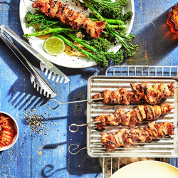 Gochujang Minute Steak Skewers With Charred Broccolini And Lime Recipe