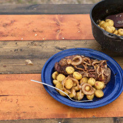 Root Beer Roasted Potatoes And Caramelized Onions - Cowboy Kent Rollins