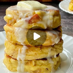 High-protein Peach Fritter Pancakes