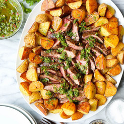 Steak And Potatoes With 5 Minute Chimichurri Sauce