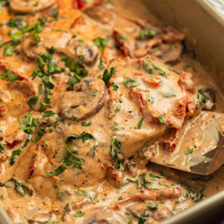 Creamy Baked Tuscan Chicken