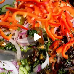 Cucumber &amp; Bell Pepper Salad With Sun Dried Tomato &amp; Date Chutney