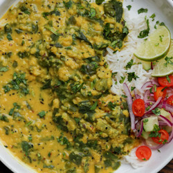 Golden Red Lentil Dal (Turmeric Spinach Dal)