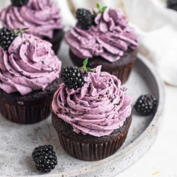Chocolate Cupcakes With Blackberry Buttercream