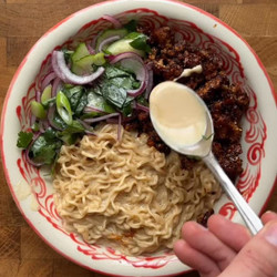 Spicy Sesame Noodles With Gochujang Glazed Tofu