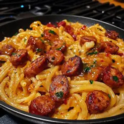 Sticky Honey Garlic Sausage Pasta Skillet