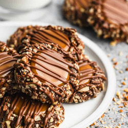 Turtle Cookies, good, watch melting caramel as melts fast. Made 30 small balls