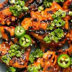 Korean Gochujang Chicken With Scallion &amp; Cilantro Chimichurri Recipe