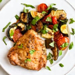Sheet Pan Chicken With Zucchini Tomatoes And Basil