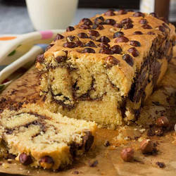 Nutella Swirl Loaf Cake (with Hazelnuts)