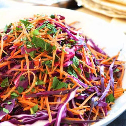 Shredded Red Cabbage, Carrot And Mint Salad