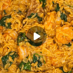 One Pan Creamy Garlic Orzo With Shrimp