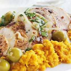 Moroccan Chicken With Sweet Potato Mash