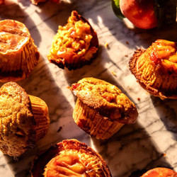 Jumbo Caramel Peach Cobbler Muffins
