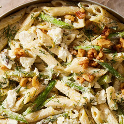 Creamy Feta-lemon Penne With Asparagus