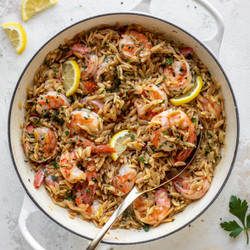 One Pot Garlic Butter Shrimp And Orzo
