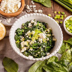 Spinach With Feta And Lemon (island Of Crete-greece)