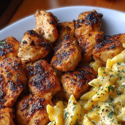 Creamy Garlic Chicken Bites With Parmesan Penne