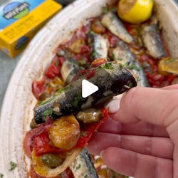 Baked Sardines In White Wine Sauce With Roasted Veggies And Garlic Confit