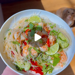 Thai Rice Noodle Salad With Poached Shrimp