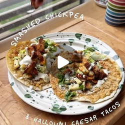 Smashed Chickpea &amp; Halloumi Caesar Tacos