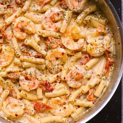 Creamy Mozzarella Shrimp Pasta