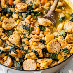 Chicken Cassoulet With Sausage And Swiss Chard
