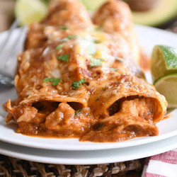 The Best Red Sauce Chicken Enchiladas