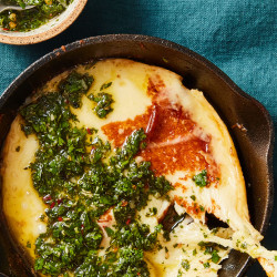 Cast Iron Provoleta With Chimichurri