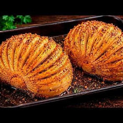 Crispy Baked Onion Flowers With Avocado Mango Sauce